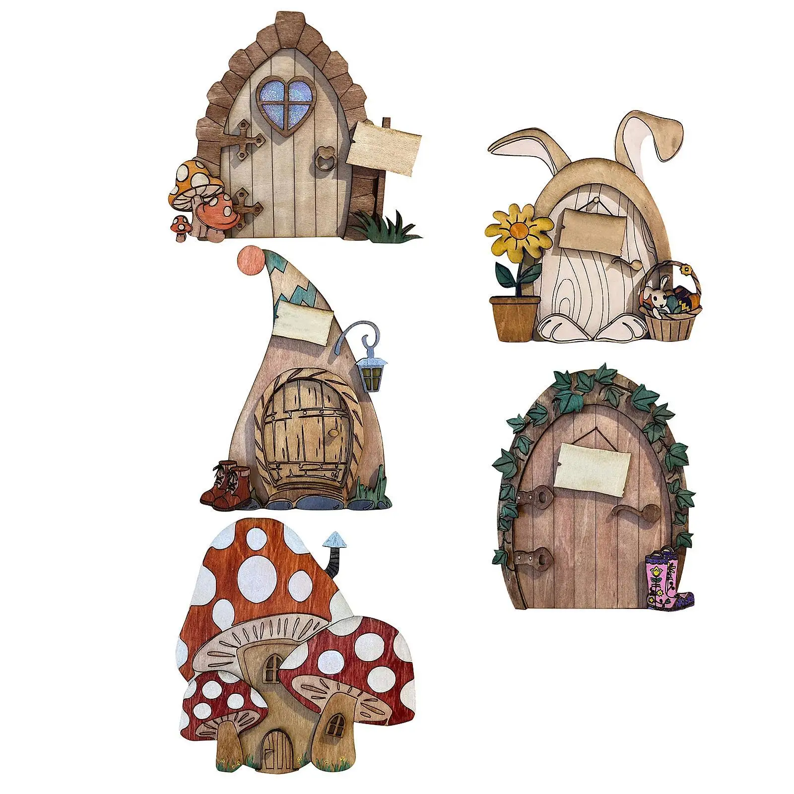 Enchanted Fairy Door Miniature Hand Painted Garden Figurine Art for Yard Decoration Outdoor Decor