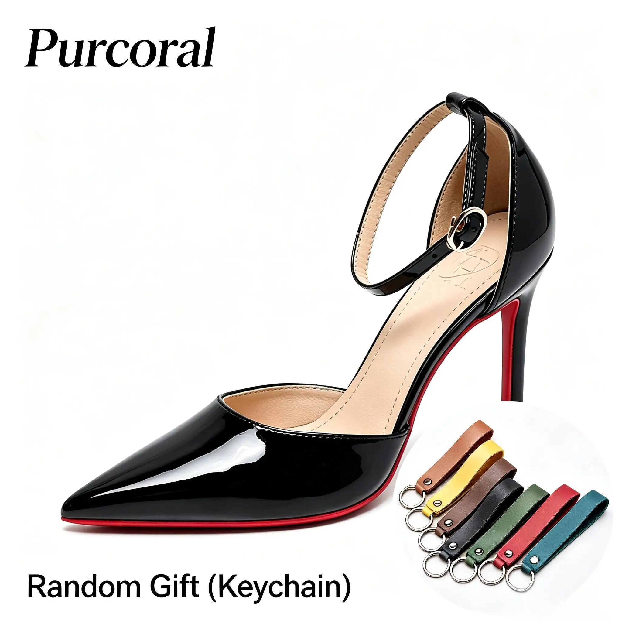 

Black and Red Soled High Heels for Women 2026 New Item Slim Heel Shallow Mouth Pointed Toe Patent Leather Hollow Single Shoes