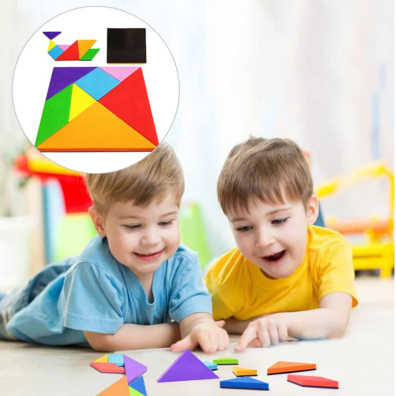 Magnetic Puzzle Tangram Game Learning Educational Drawing Board Games Wooden Toy