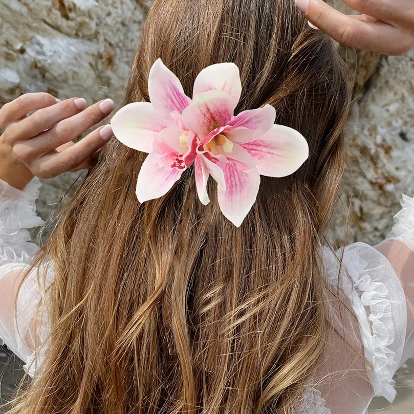 

Orchid Flowers Hair Clips Bohemian Small Hairpin Bridal Barrette Beach Wedding Flower Women Holiday Hair Clip Hair Accessories