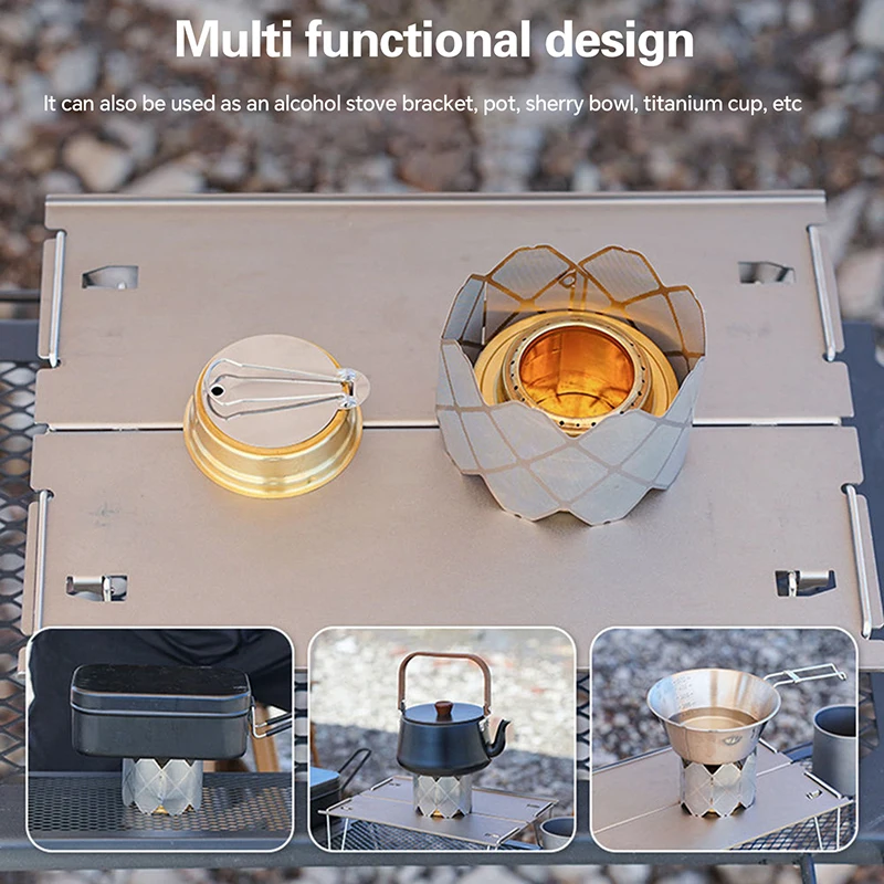 

Outdoor Alcohol Stove Windproof Cover Portable Titanium Wind Shield Stainless Steel Alcohol Stove Rack For Camping
