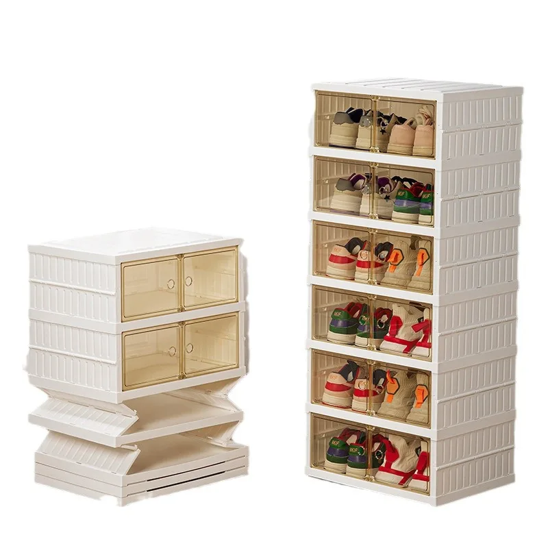 

Transparent Shoe Box with Free Installation - Thickened Multi-layer Folding Rack, Perfect Household Storage Solution