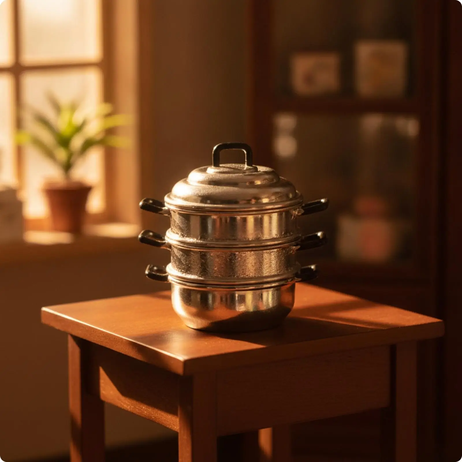 Miniature Steamer Metal Miniature Kitchen Accessory Steamer Realistic Miniature Cooking Pot for Collectors, Hobbyists