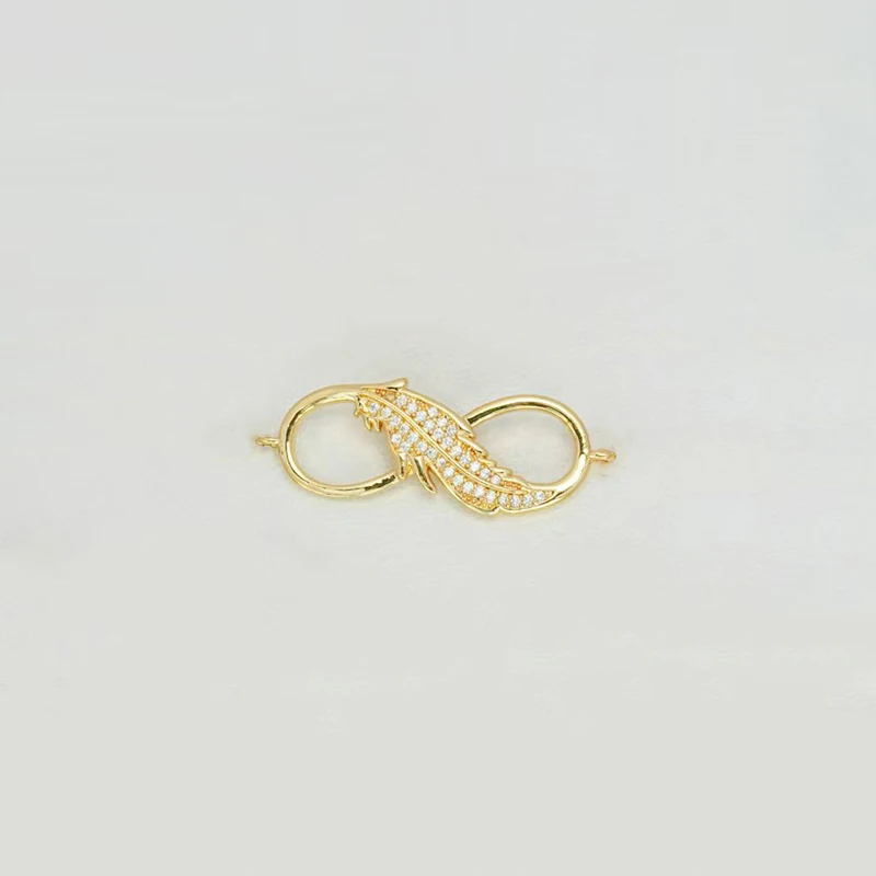 3 Pcs Wings Connector for Diy Bracelet Necklace Making Parts Copper Gold Plated 8 Curved Pave Inlay Zircon Jewelry Accessories