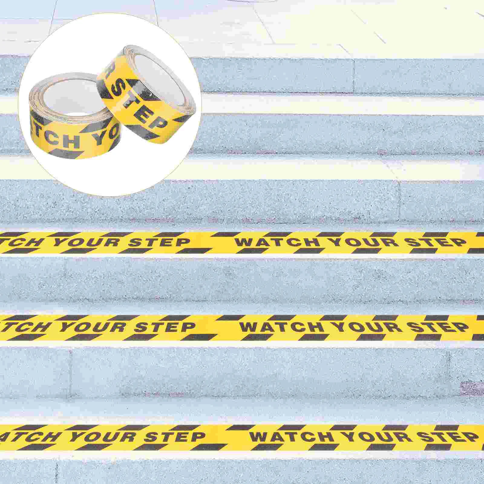 

2 Rolls Heavy Duty Tape Warning Stairs Anti-Slip Adhesive Watch Your Step Sign for Floor