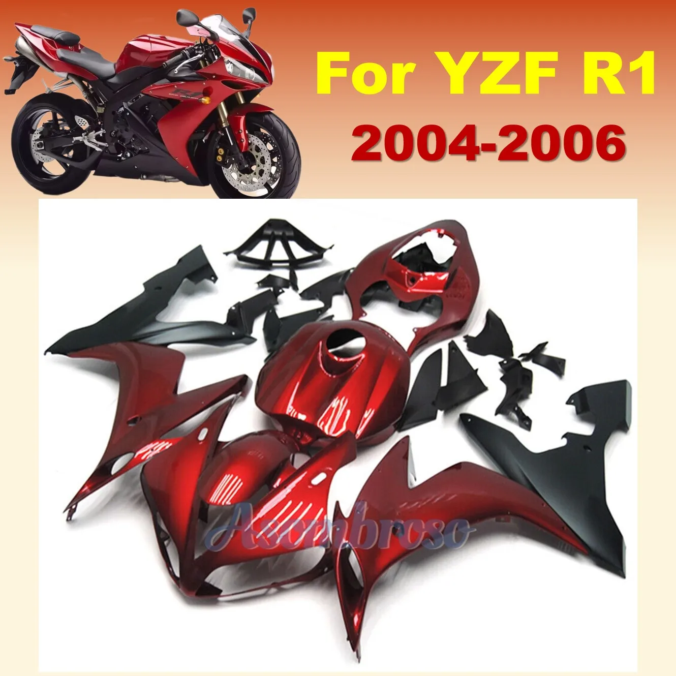 

Injection Molded Fairings Kit for YAMAHA YZF R1 2004 2005 2006 YZF-R1 Fairing set | Dark red body with tank cap