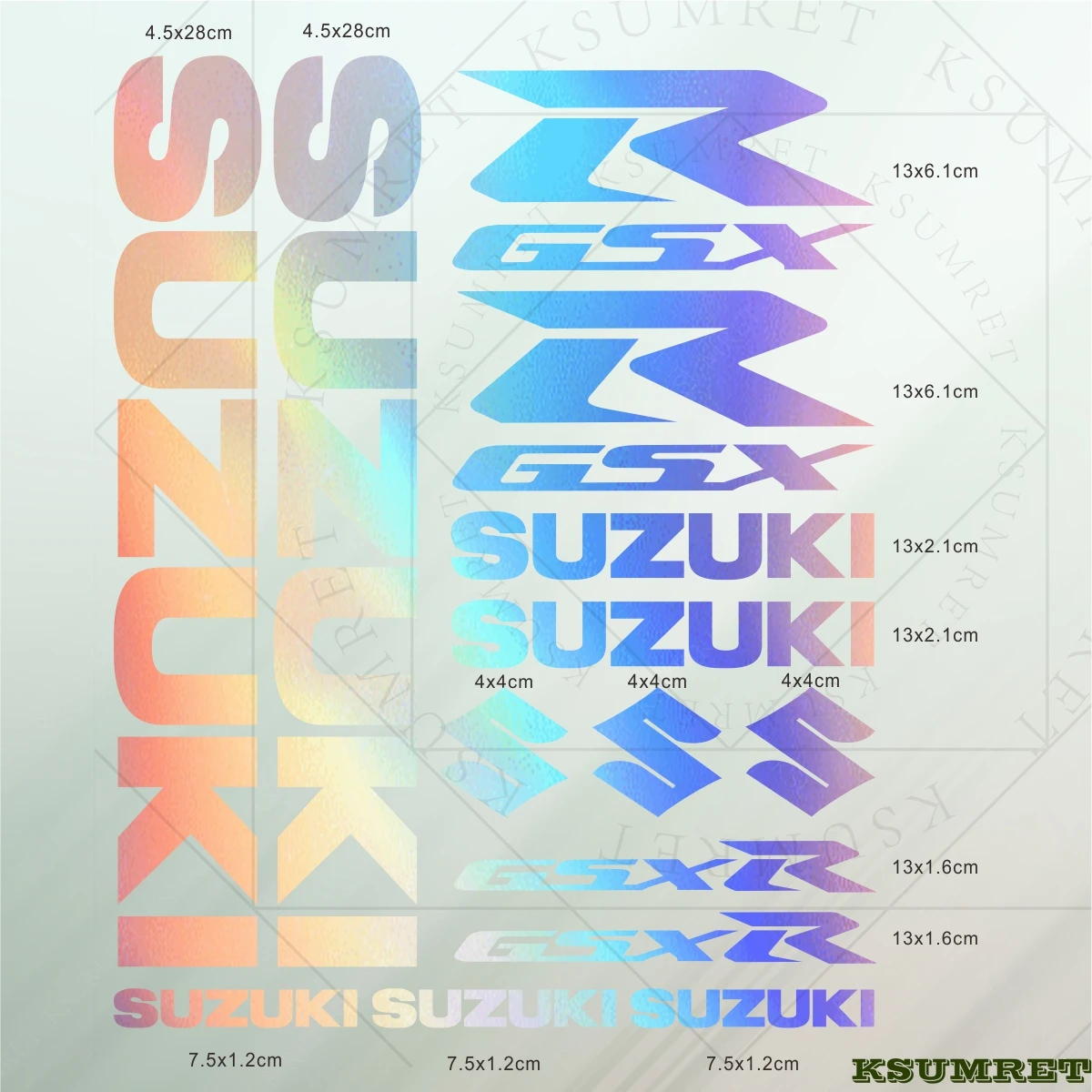 Suzuki Stickers GSXR Logo Motorcycle Tank Helmet Emblem Decals Set