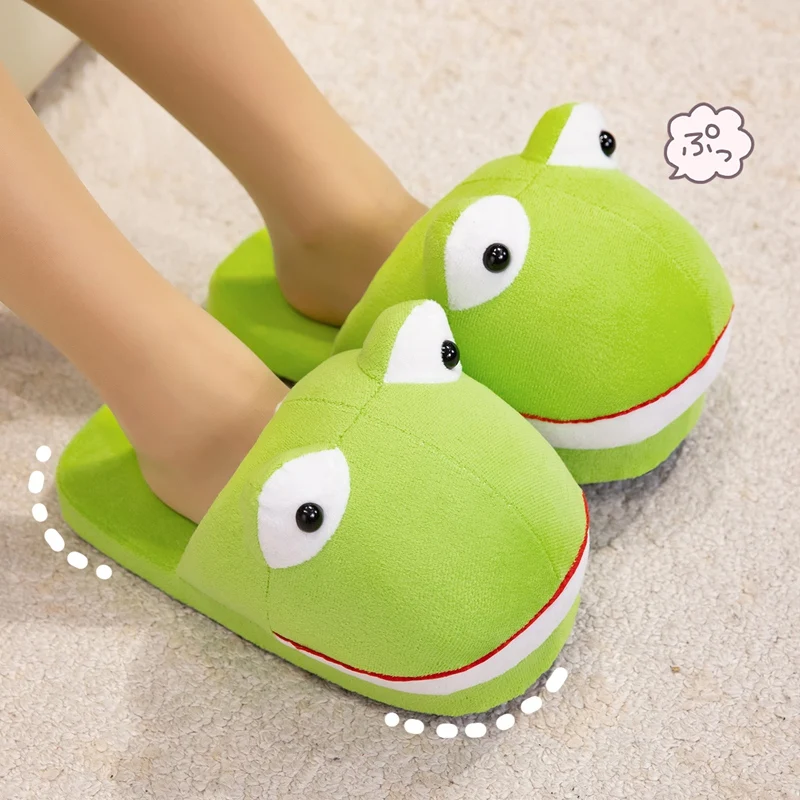 TreasuringU 2026 جديد الكرتون القرد نعال قماش لطيف الحيوانات محشوة أحذية النساء الرجال داخلي أحذية مريحة هدية الكريسماس #5