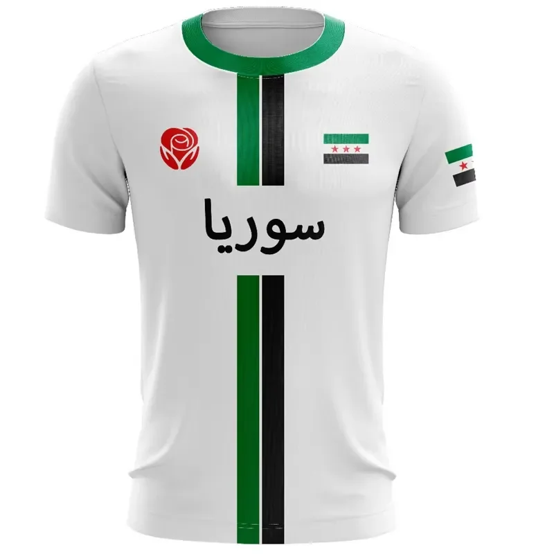 for Syria Football Jersey T Shirt Men Outdoor Sports 3d Printed Syrian Flag Short Sleeve Oversized Tops Casual Tee Shirts view 3