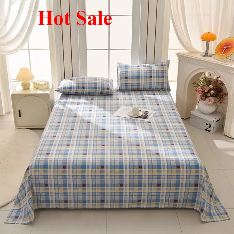 

2025 raw cotton old coarse cloth mat bed sheet 3-piece set thickened striped printing household breathable mat soft mat