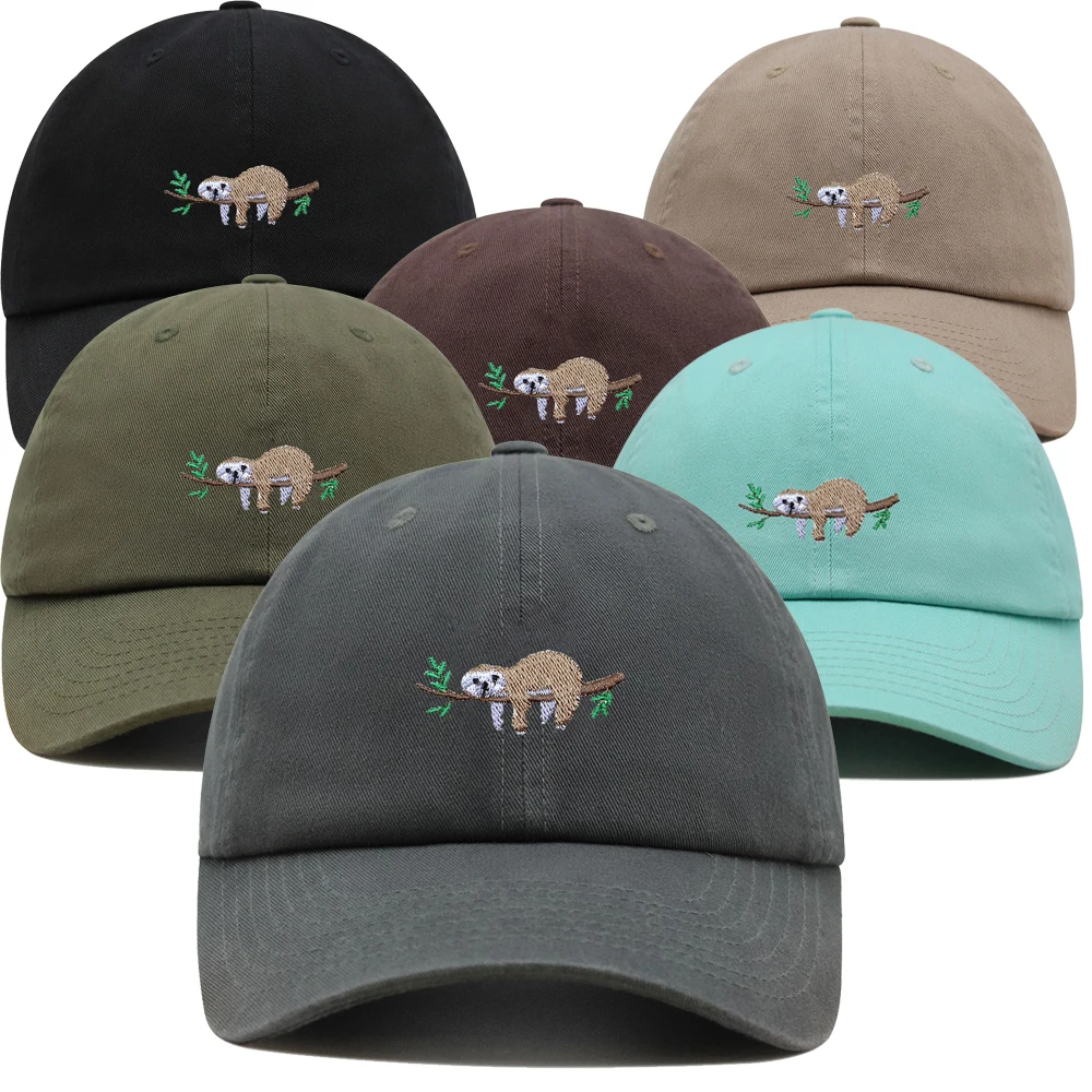 Sloth Dad Hat Animal Association Baseball Cap Cute Embroidered Woman Summer Cotton Sun Hat Man Trucker Hats