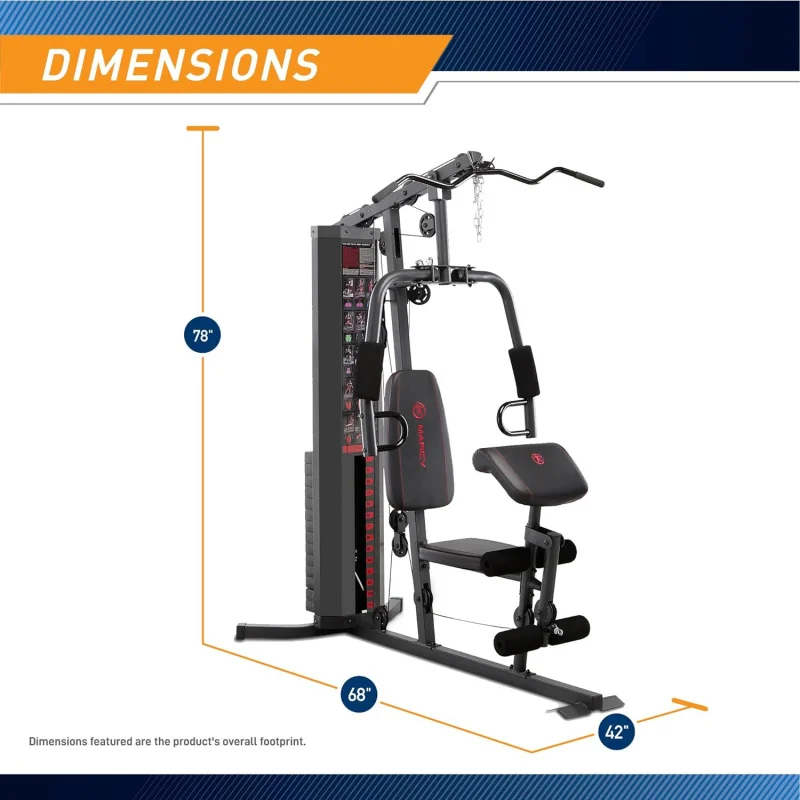 CMarcy Multifunction Steel Home Gym 150lb Weight Stack Machine