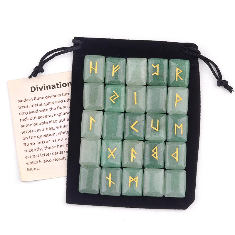 Rune Stone Set – 25 Carved Crystals for Divination & Healing (7 Styles) 3