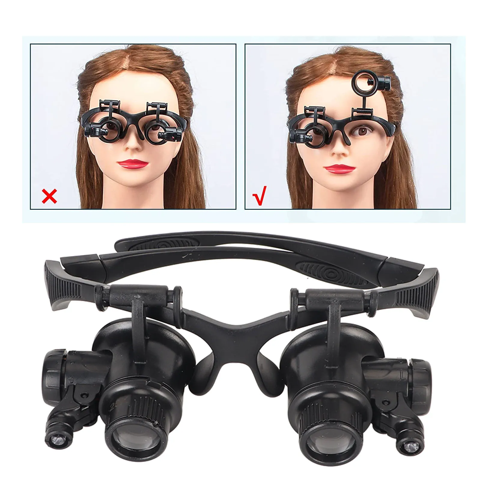 

Watch Repair Magnifier LED Watch Repair Magnifier Prevent Falling Off Reduce Pressure Interchangeable Lenses for Close Work