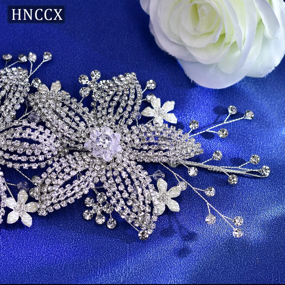 HNCCX accessori per capelli da sposa fatti a mano fascia da sposa fiori di strass lucidi copricapo per copricapo da donna di lusso CP252