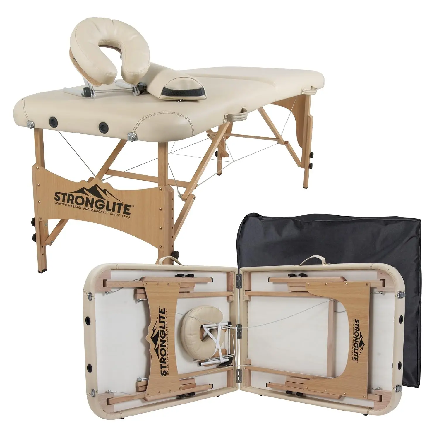 Portable Massage Table Package Olympia - All-In-One Treatment Table w/ Adjustable Face Cradle, Pillow, Half Round Bolster