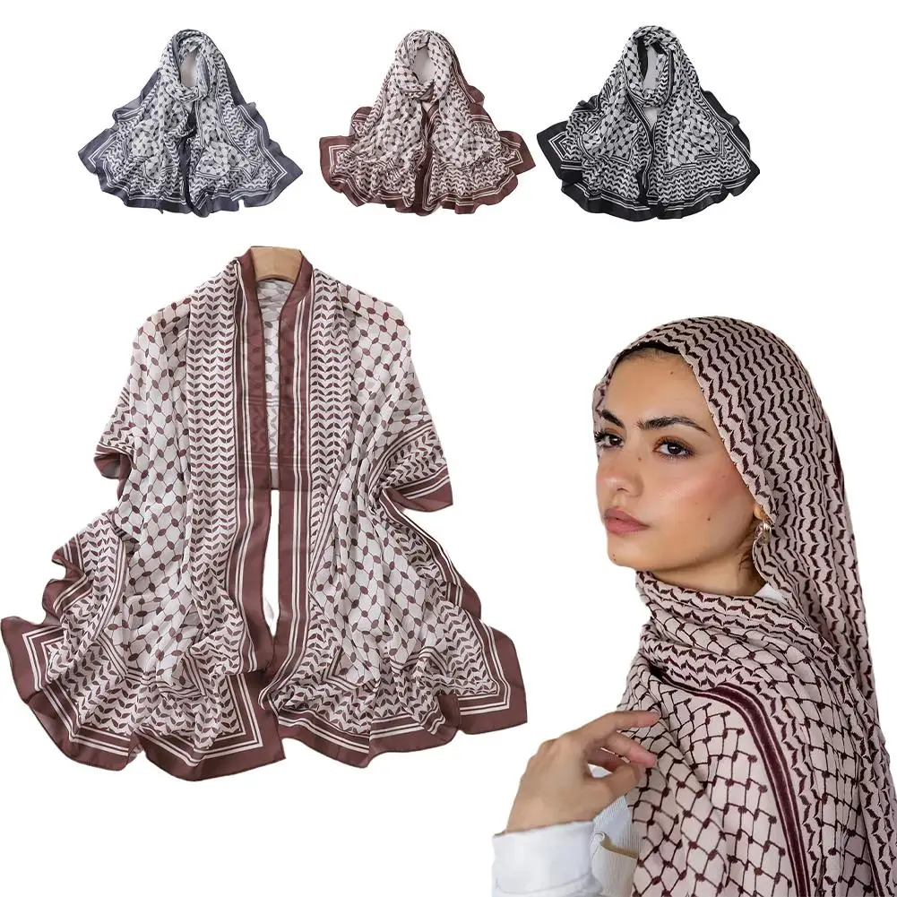 Ramadan gedruckt Chiffon Kopftuch Mittlerer Osten Dubai lange muslimische Hijab Turban Schal weibliche Islam Frauen Mode Stirnband Türk i4a4