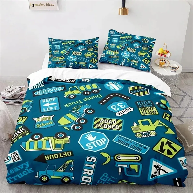 Excavator Quilt Cover Set Toy Car Pattern Suitable For Children'S Bedroom Various Types Of Bed Covers Four Seasons Boy Bedding