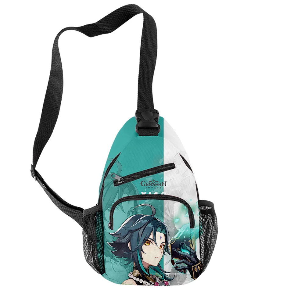 Hip hop popular genshin impacto crossbody sacos de peito oxford à prova dwaterproof água meninos/meninas esportes saco viagem impressão 3d sacos ombro
