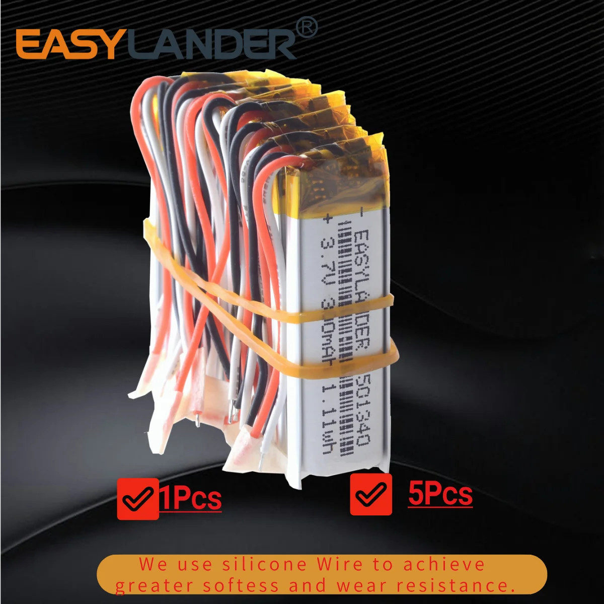 Silicone Wires 3-Wire 501340 300mAh Polymer Li-ion Battery For TWS Bluetooth EARBUDS Earphone Headset House TWSEJ02LM