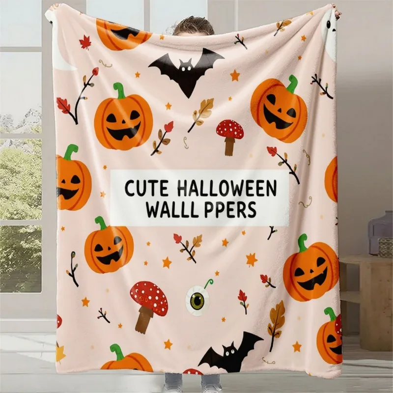 

2025 new halloween pumpkin print flannel blanket halloween gift office home lunch break blanket