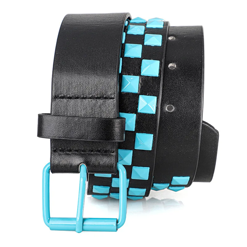 1Pc Modieuze Unisex Klinknagel Riem Punk HipHop Rock Y2K Stijl Dopamine Kleur Knappe Straat Casual Dagelijkse Slijtage Riem, Voor Mannen Vrouwen