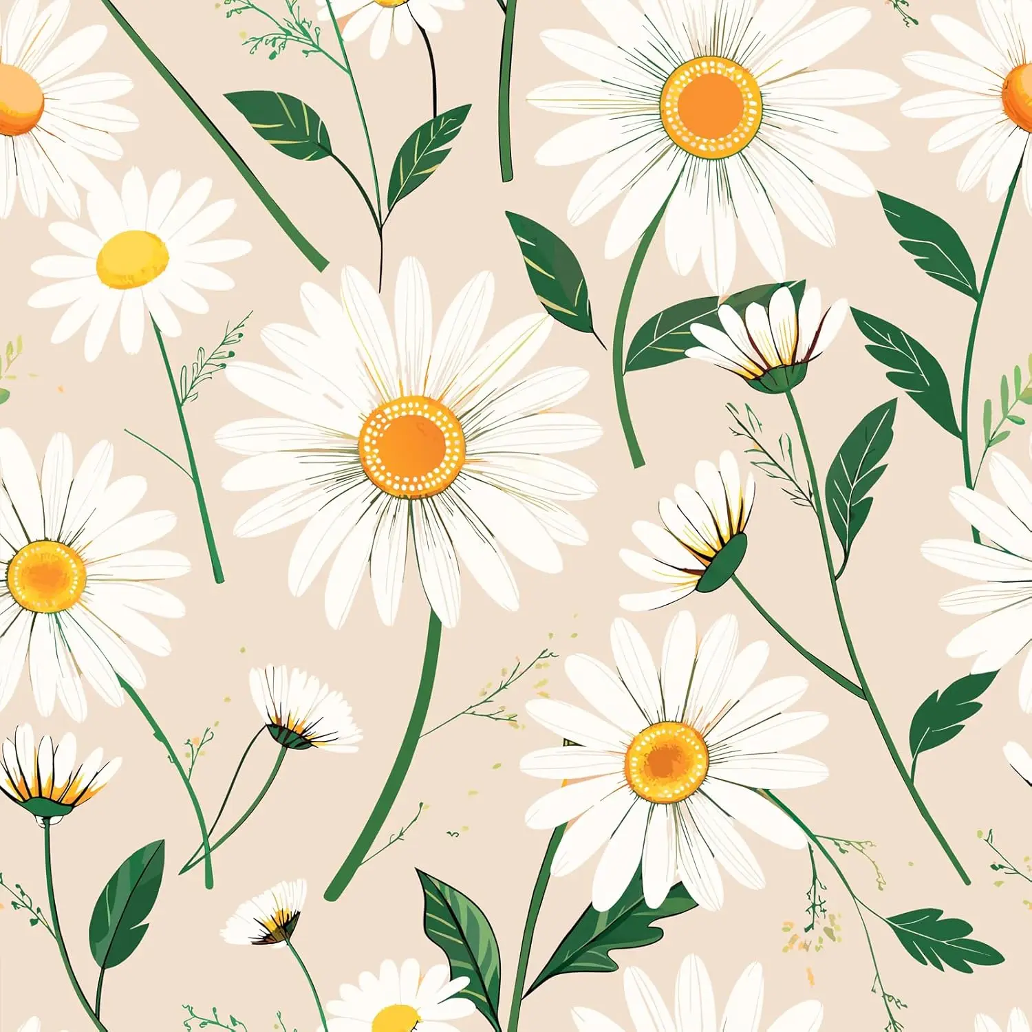 

Floral Peel and Stick Wallpaper White Cream Sunflower Contact Paper Removable Waterproof Self Adhesive Wallpaper for Bedroom