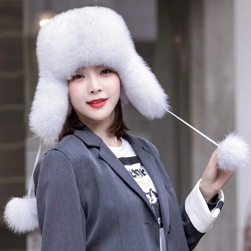 

A women's fur hat parent-child an ear-protecting and warm snow