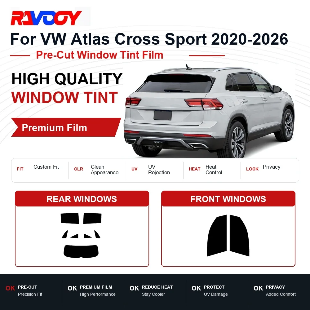 Premium Pre-Cut Window Tint For VW Atlas Cross Sport 2020-2026 Front & Rear Windows UV Heat Rejection Privacy Film