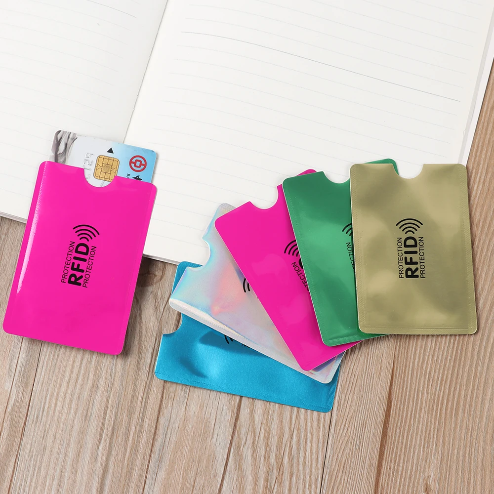 5Pcs Anti Rfid Colors Blocking Reader Lock Card Holder Id Bank Card Case Protection Metal Credit Card Holder Aluminium