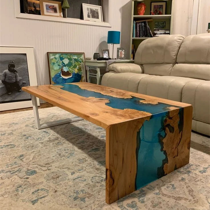 Factory Direct  River Epoxy Solid Walnut Cafe RestaurantKitchen Dining Table