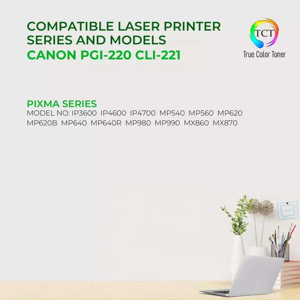 2Pk PGI-220 Pigment Black 220BK HY For Canon MP560 iP3600 Compatible Ink