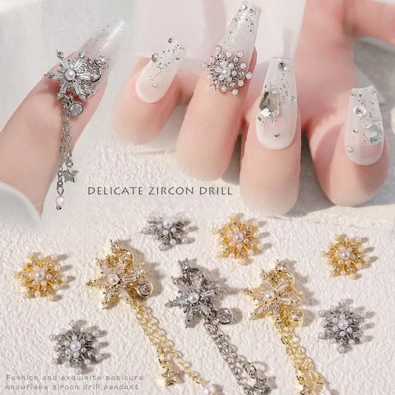 1Pc snowflake pendant nail charm, super shiny glitter rhinestone popular accessory for exquisite nail art decoration