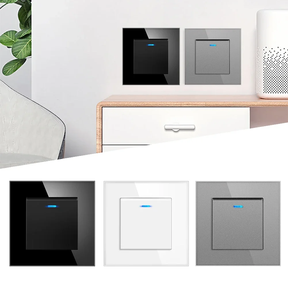 

86 тип, кулисный переключатель европейского стандарта, переключатель из закаленного стекла, кулисный переключатель с одним управлением, альтернативные источники энергии, 1 шт.