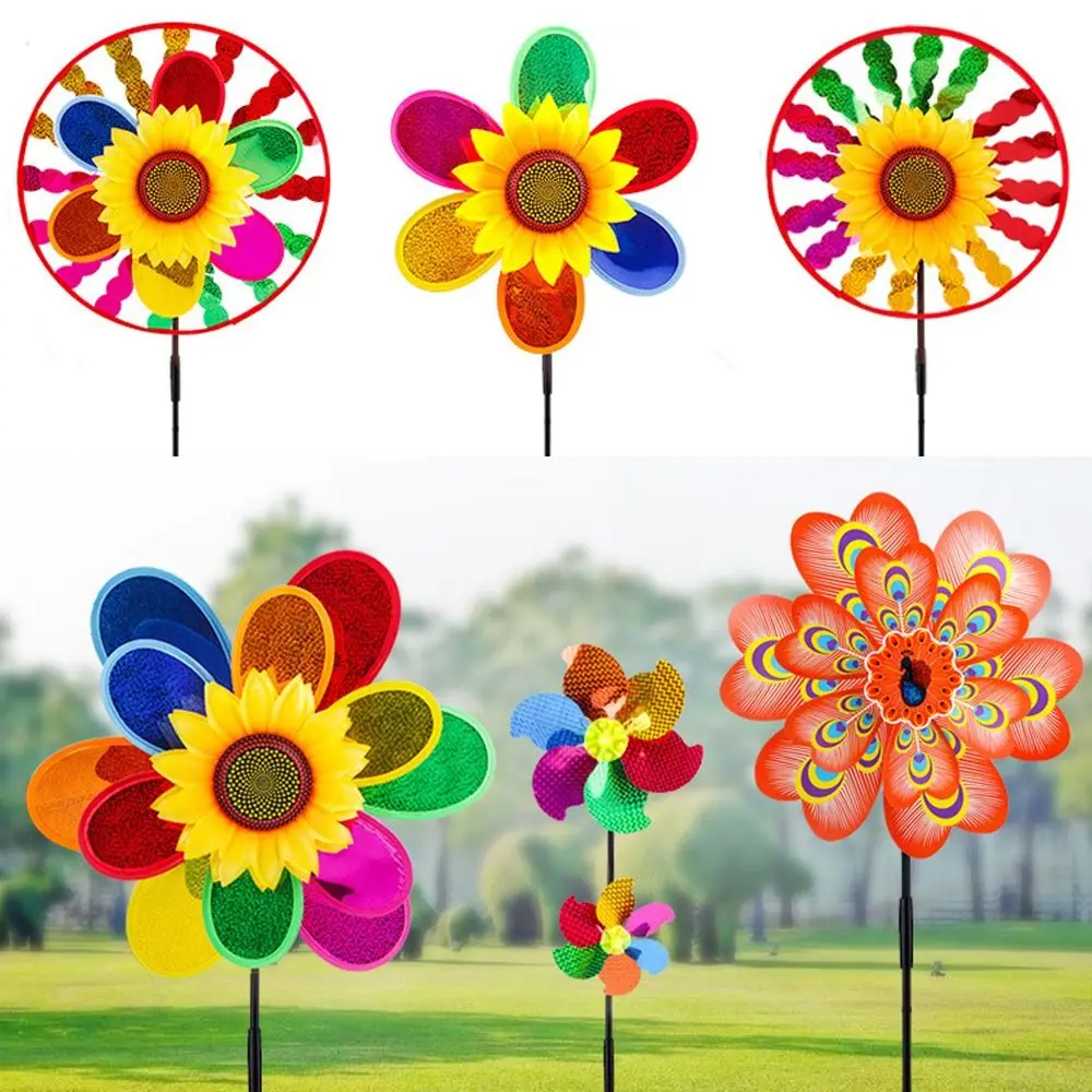 High Quality Plastic Wind Spinners Rainbow Pinwheels Windmills For Home Garden DIY Kids Outdoor Activities Layout Pinwheels Toys