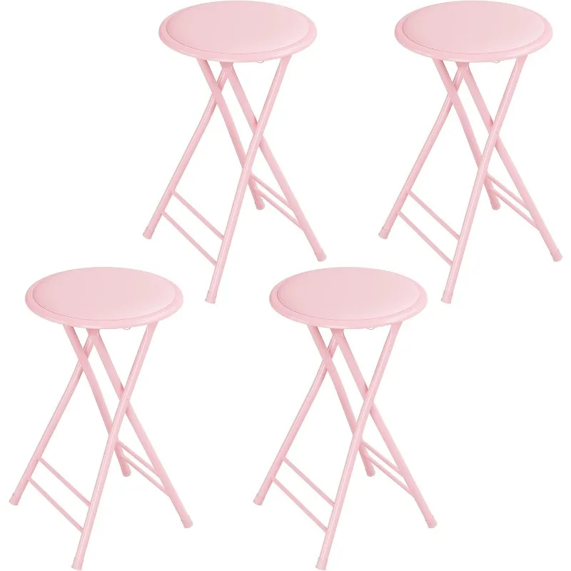 

Set of 4 Counter Height Bar Stools – 24-Inch Backless Folding Chairs with 225lb Capacity for Kitchen, Rec Room, or Game Room