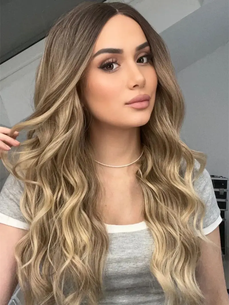 أومبير شقراء مع خطوط بنية الاصطناعية الدانتيل شعر مستعار أمامي أعلى السويسري HD الدانتيل الشفاف المصنع الأصلي الباروكات رخيصة غلويليس الباروكات #5