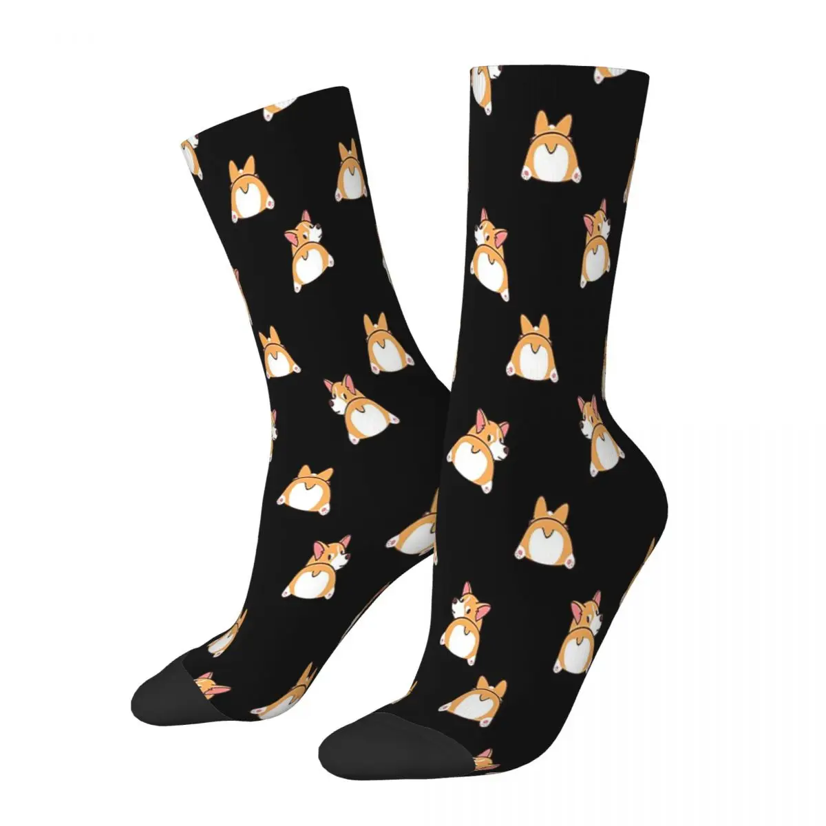 

Funny Cute Corgi Butt Pattern Dark Socks Harajuku Super Soft Stockings All Season Long Socks Accessories for Unisex Gifts