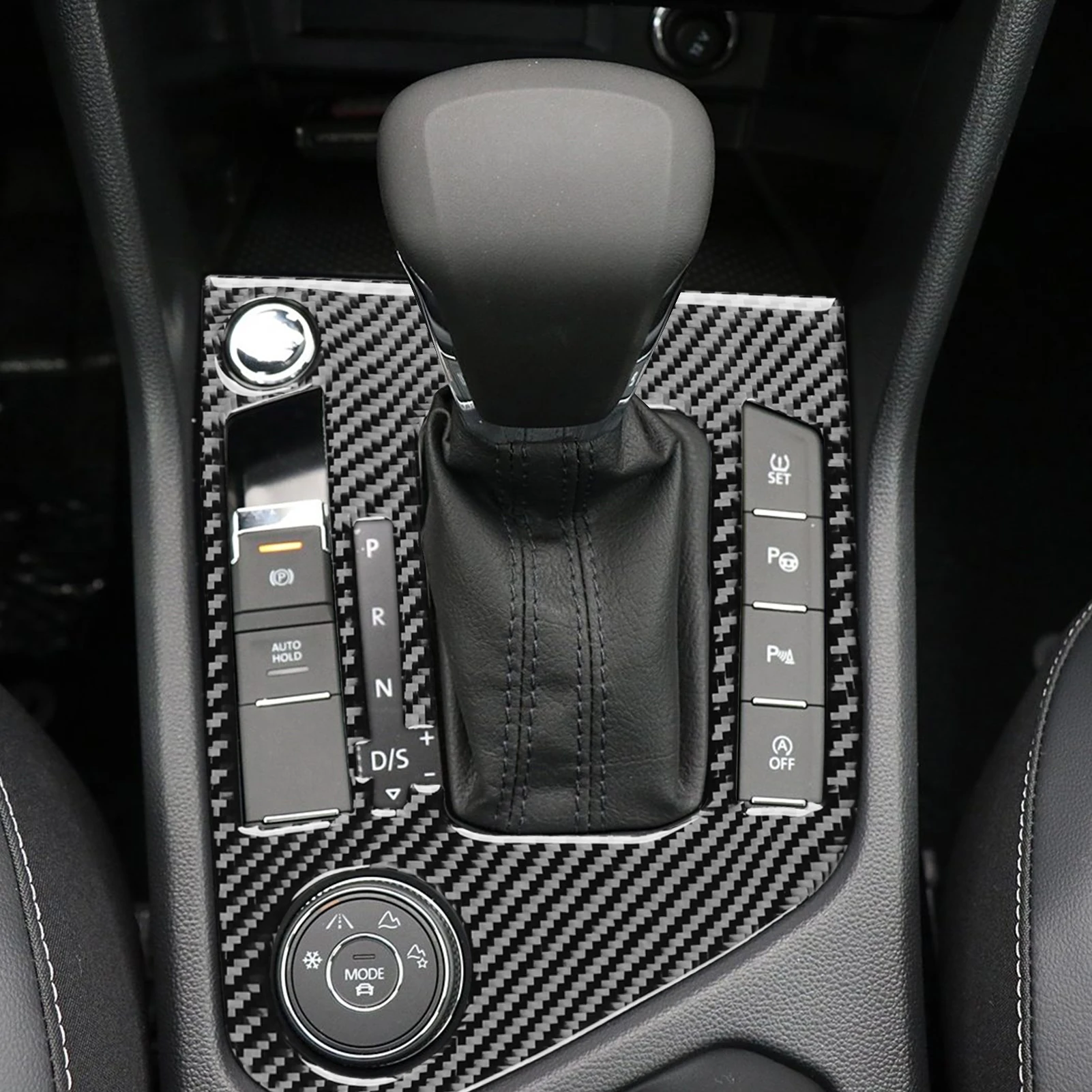 Carbon Fiber Car Accessories Center Console Gear Shift Modified Interior Trim Cover Sticker For Volkswagen Tiguan L 2019—2021 - view 2
