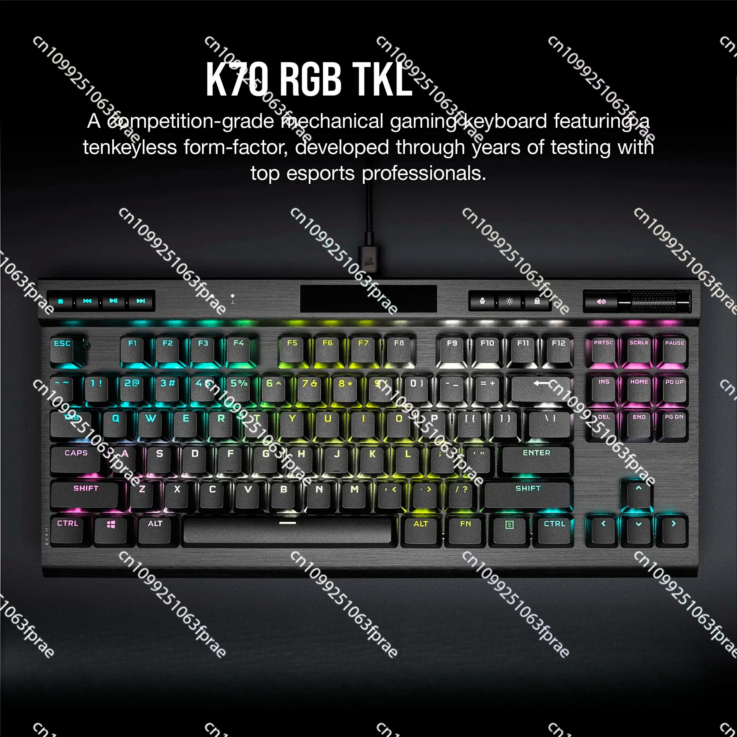 مناسبة للوحة مفاتيح الألعاب الميكانيكية Corsair Pirate Ship K70 RGB TKL Champion Series-Cherry MX Blue