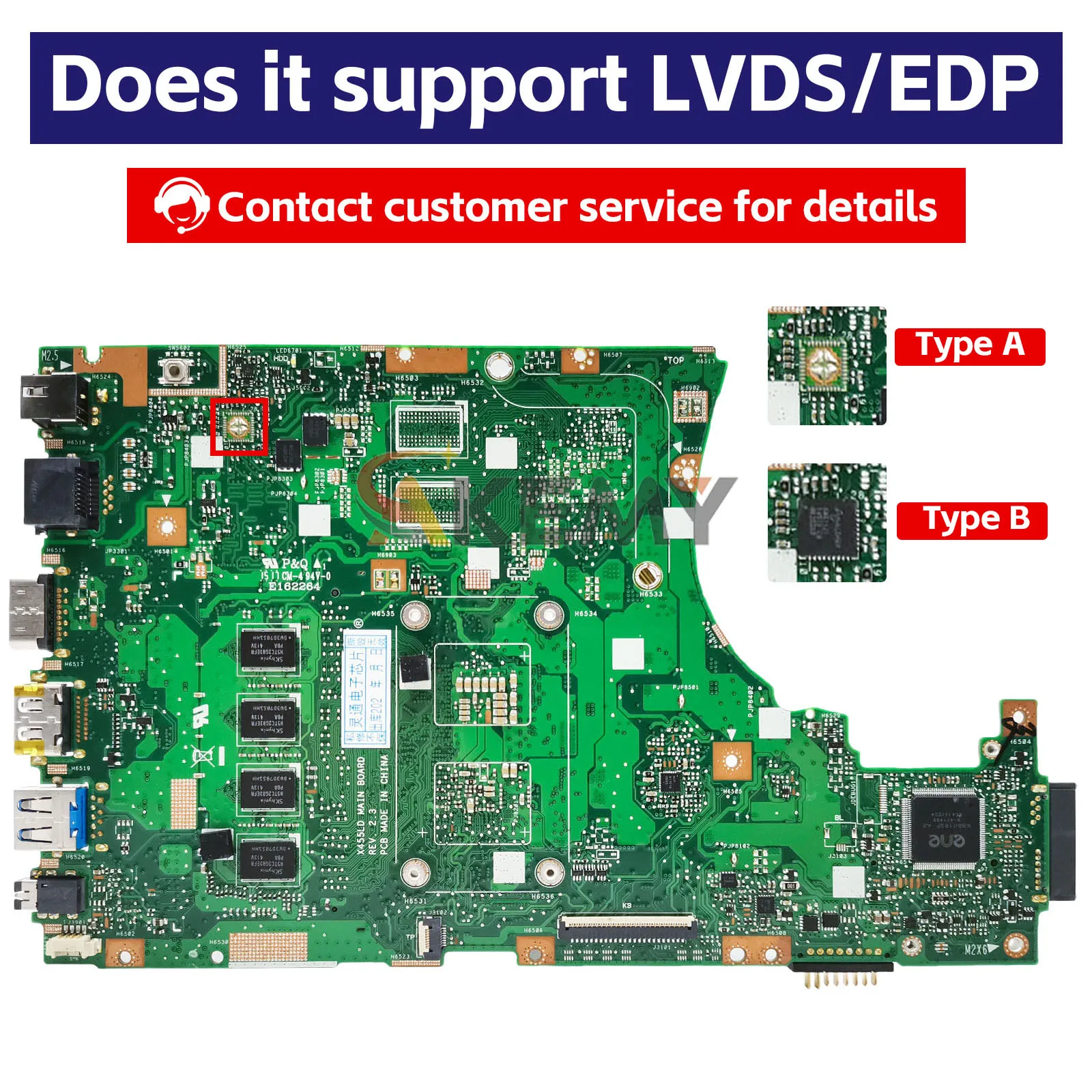 X455LA Laptop Motherboard For ASUS X455L K455L X455LNB A455L X455LJ X455LN X455LD X455LF X455LAB X455LB Mainboard  I3 I5 I7 CPU
