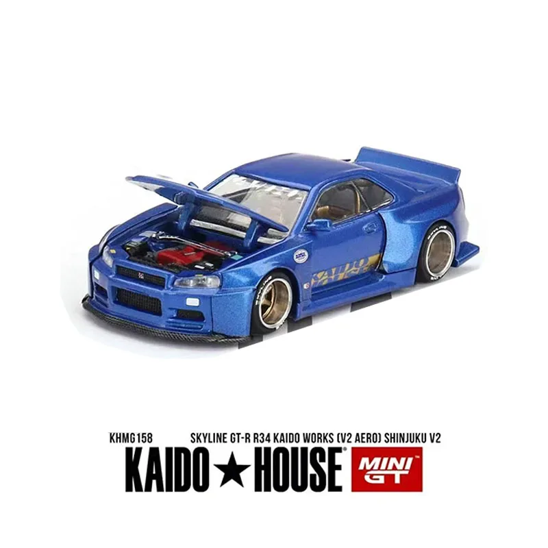 

MINIGT KHMG158 In Stock 1:64 Skyline GTR R34 Kaido Works V2 Aero SHINJUKU V2 Openable Hood Diecast Car Model Kaido House