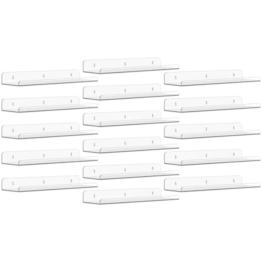 

Floating Shelves for Wall Decor, 15" Extra Clear Wall Shelves for Bedroom, Living Room, Kitchen, Bathroom Decor, Nail Polish/Bo