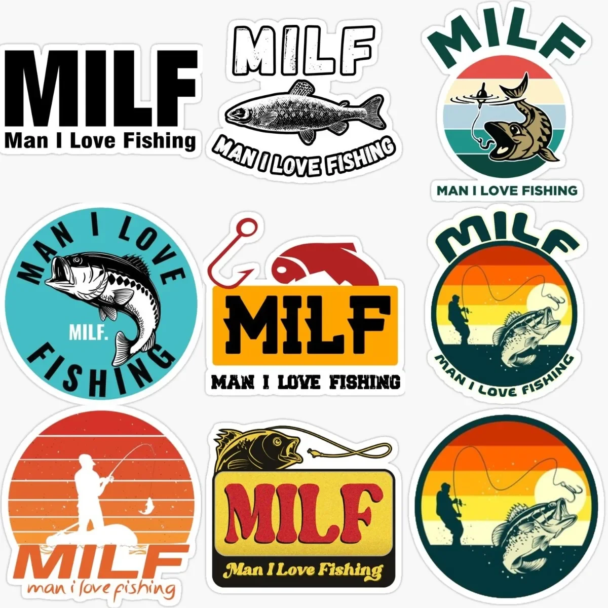 

MILF Man I Love Fishing Creative Personalized Sticker Accessories for Decorate Motorcycle Laptop Camper Car Wall Truck Van Room