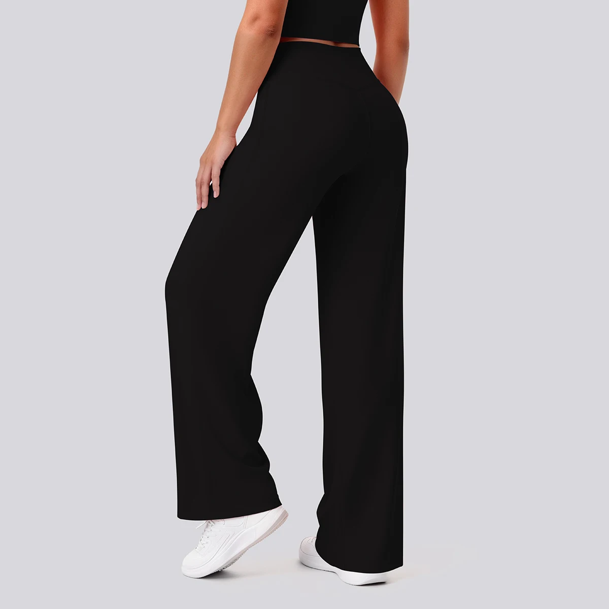 Rooftrellen Damen-Sporthose, Schlaghose, Hochgeschnittene, Lose Weite Hose, Einfarbig, Dünne Fitness-Sporthose für Frauen – Detail 12