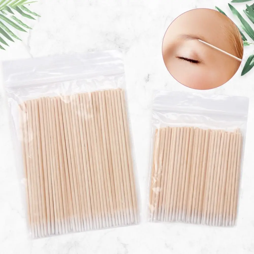 Colla per estensione Rimozione Micro spazzole usa e getta senza pelucchi Tamponi di cotone usa e getta Bastone per pulizia Tamponi di cotone in legno