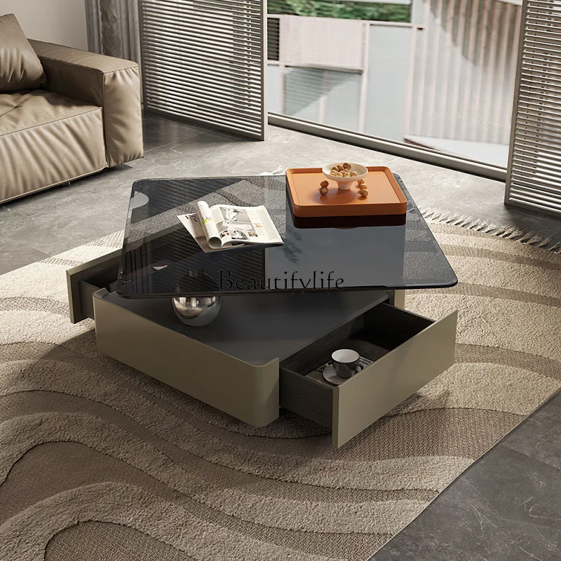 

Living Room Home Small Apartment Modern Glass Coffee Table Simple Designer Geometric Coffee Table Combination