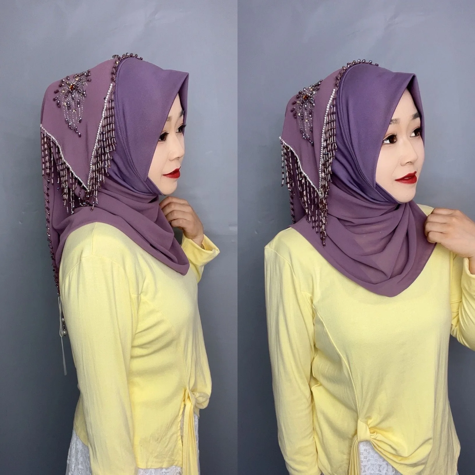 Douche de mariage femmes musulmanes perles Wrap Hijab Shayla écharpe