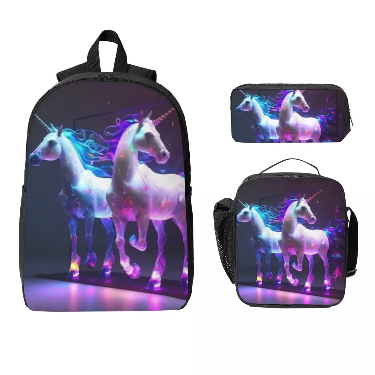 

Colourful And Beautiful Unicorns Backpack Boys Girls BookBag School Bag Laptop Shoulder Bags 3ps Insulated Lunch Bag Pencil Case