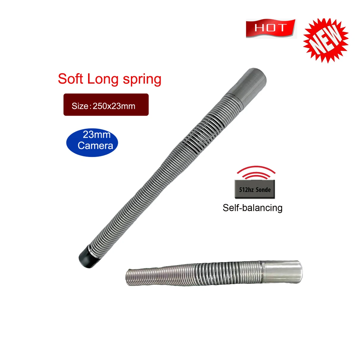 Imagem -03 - Soft Long Spring Auto Nivelamento mm Cabo 512hz Sonde Pipe Sewer Drain Inspection Câmera Endoscópio 512hz Transmissor Locator 23 mm